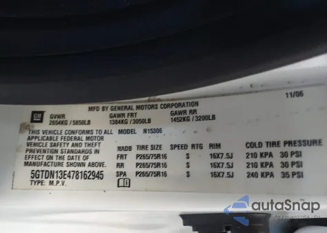 2007 Hummer H3 Suv z USA, uszkodzony, nr VIN 5GTDN13E478162945